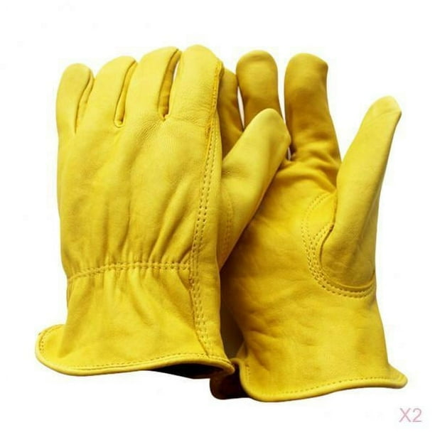 2 pares de guantes de trabajo Guantes de muñeca extensibles Guantes de conducción de piel de para trabajo