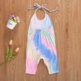 thumbnail image 4 of Styles I Love Toddler Kid Girls Tie-Dye Sleeveless Romper Colorful Halter Overalls Harem Jumpsuit Spring Summer Outfit (Pink, 110/3T), 4 of 4