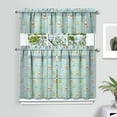 thumbnail image 2 of Sailor Inspired Nautical Curtains Set - 3-PC Blue & White Anchor & Wave Design Tier Panels with Valance, Rod Pocket Short Curtains for Kitchen or Bathroom, 2 of 4