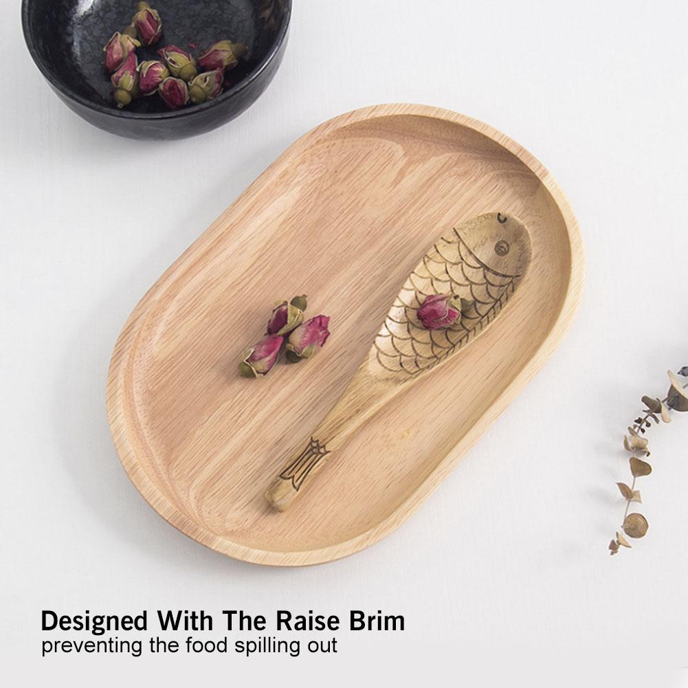 LYUMO Wooden Natural Oval Tray Plate for Restaurant Hotel Coffee Shop