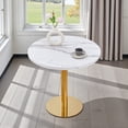 thumbnail image 3 of Tcbosik Round Dining Table with Faux Marble Top for 2-4 Person, 31.5 Inch Modern Kitchen Table with Metal Legs, Easy Assembly, White+Gold, 3 of 8