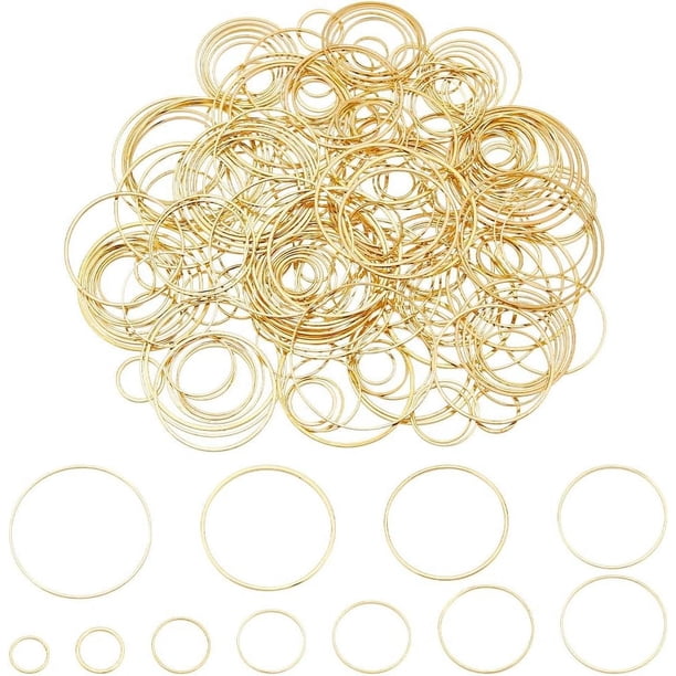 Anillos de enlace redondos de latón, aros con cuentas, aretes, biseles, dijes, conectores, joyería, anillos de enlace