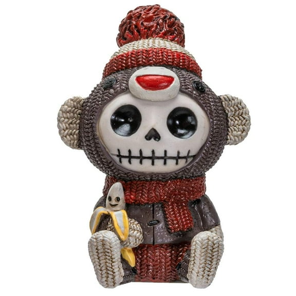Furrybones Summit Collection Sock Munky Figurine Decorative Signature Skeleton in Stuffed Toy Sock Monkey Costume 3 Inch Tall Collectible Statue