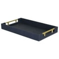 thumbnail image 2 of Home Decorative Lusan Navy Blue Faux Shagreen Tray With Handles, 2 of 5
