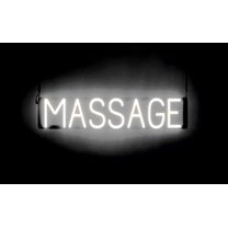 SpellBrite MASSAGE LED Sign for Business. 29.6" x 6.3" White MASSAGE Sign Has Neon Sign Look With Energy Efficient LED Light Source. Visible from 500  Feet, 8 Animation Settings.