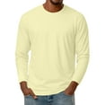 thumbnail image 2 of Dresfit Men's Thermal Shirts Solid Color Big and Tall Tshirts 2025 Stretch Crew Neck Long Sleeve Baseball Tops Fall Basic Slim Fit Button Fashion Khaki M, 2 of 7
