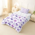thumbnail image 2 of Erosebridal Purple Girly Bow Kids Twin Comforter Sets,Watercolor Aesthetic Loves Pattern Bedding Set For Girls,Colorful Stars Reversible,2-Piece, 2 of 7