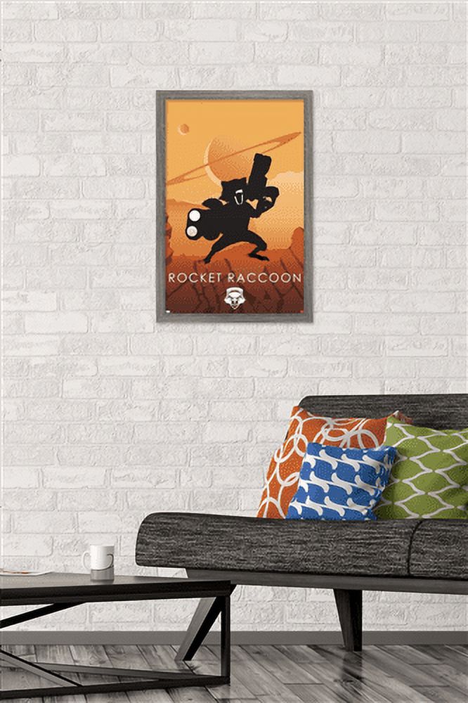 Marvel Heroic Silhouette - Rocket Raccoon Wall Poster, 14.725" x 22.375", Framed