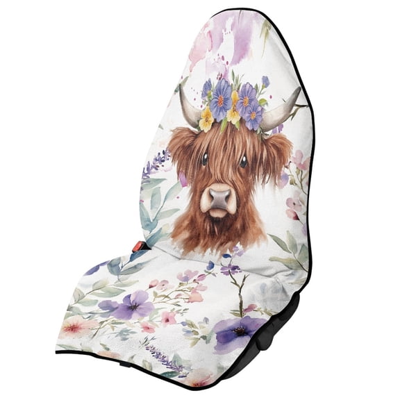 XYZCANDO Highland Cattle Car Seat Covers Towel Waterproof Terry Cloth Car Seat Covers, Sweating Washable Car Seat Protector Towel Cover Fit for Trucks Sedans SUVs