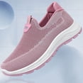 thumbnail image 4 of Women Shoes Slip On, Walking Shoes Women Slip On, Women's Flat Breathable Fly Woven Mesh Sneakers,Casual Fashion Non-Slip Walking Shoes Comfortable Soft Sole Slip-On Loafers Tennis Shoes, Pink 7, 4 of 9