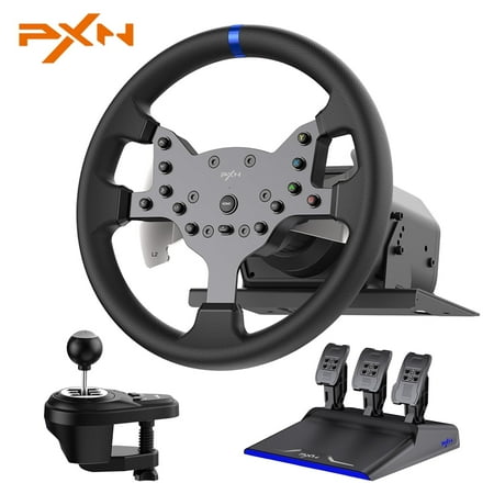 PXN V99 Gaming Force Feedback Steering Wheel with Pedals  Dual-Motor  for PC  PS4  Xbox One  Series X|S