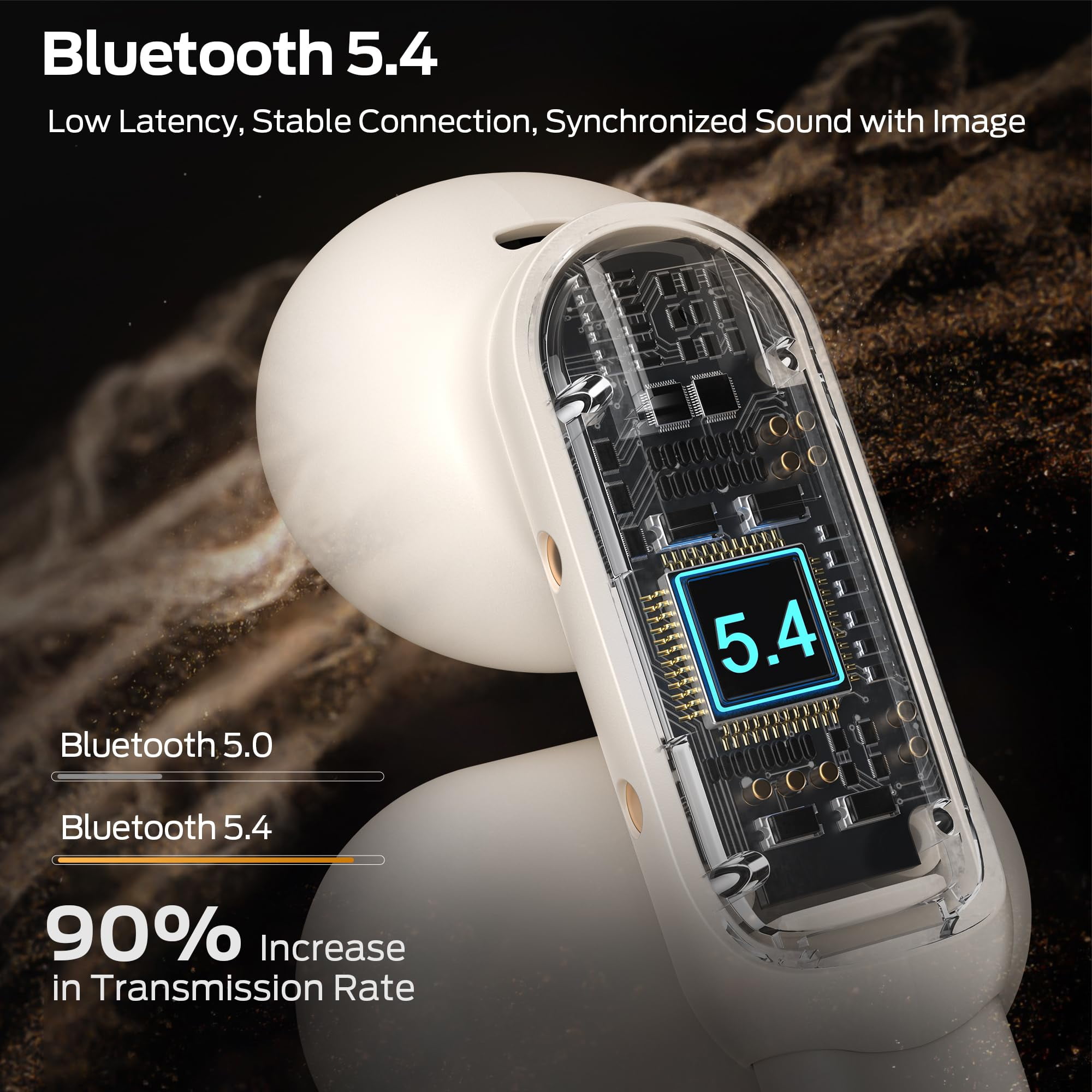 Monster Open Ear Wireless Earbuds, Comfortable Clip-on Earbuds  with Noise Cancellation,  Touch Control & IPX5 Waterproof Headphones for Sport, White