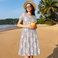 thumbnail image 4 of Gukieu Beautiful Rabbit1 Print Women's Short Sleeve Dress, Elastic Waistband A-line with Pockets Summer Dress, Suitable for Daily Leisure, Work, Vacation, 4 of 6