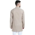 thumbnail image 4 of Shatranj Men's Indian Classic Mandarin Collar Vintage Style Stripe Kurta Tunic; Beige, 4 of 5