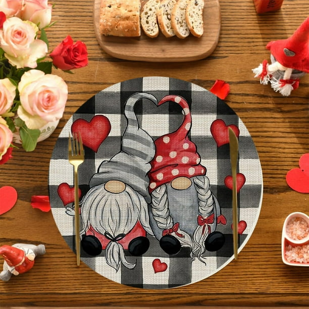 Heart-shaped Round Valentines's Day Placemat Set 14 In Anniversary Wedding Round Placemats Suitable For Restaurant Decoration.