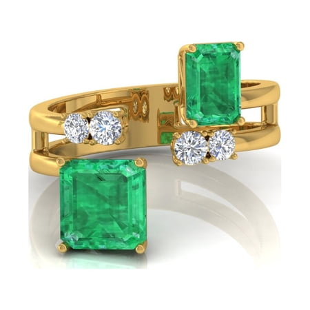 18kt Yellow Gold HI Color SI Clarity Diamond Zambian Emerald Ring