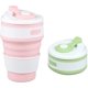 thumbnail image 1 of Vaso de café plegable (2 paquetes, 350 ml cada uno) - Taza de silicona plegable reutilizable para acampar y viajar - Verde/Rosa, 1 of 5