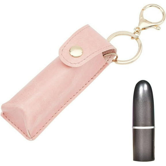 Portable Imitation Leather Chapstick Keychain Holder