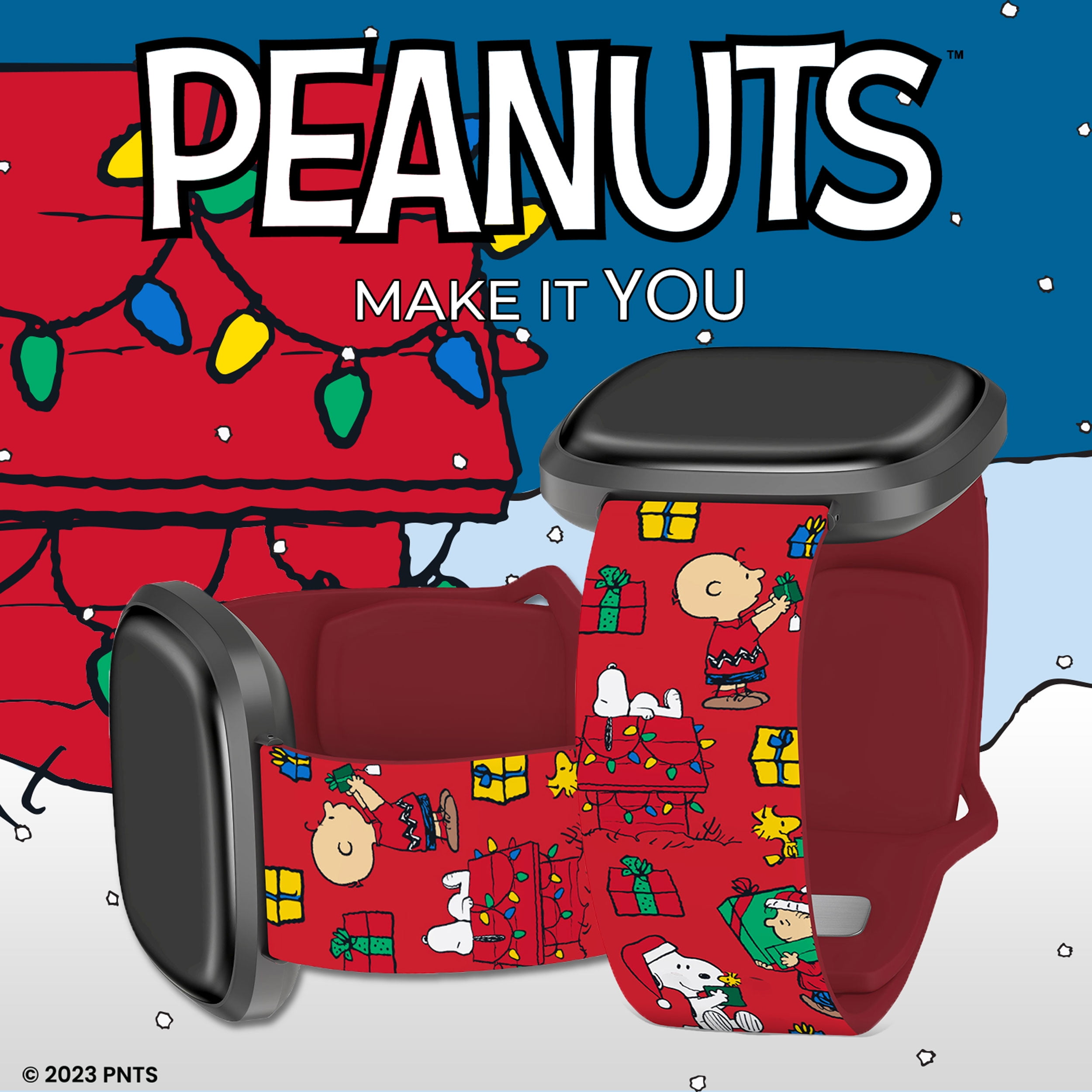 Peanuts Christmas HD Unisex Watch Band Compatible with FitBit Versa 3 & Sense (20mm Long Gift Giving) by Affinity Bands
