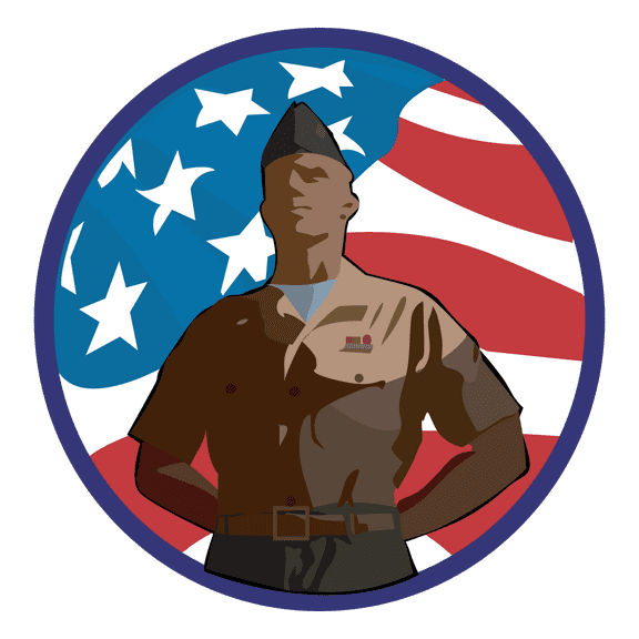 Soldier Silhouette Standing with United States of America Flag Background for Men's Bedroom Wall Decoration - USA Army Banner Creative Artwork Design for Living Room Vinyl Wall Decal - 28" x 28"