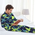 thumbnail image 4 of Mens Pajamas Set, Blue Green Camouflage Button Down Long Sleeve Loungewear Sleepwear Pjs sets for Men, 4 of 5