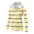 thumbnail image 5 of Htigea Striped Hoodies for Women Full Zip Up Hooded Long Sleeve Trendy Slim Fit Sweatshirts with Pockets Yellow L, 5 of 9