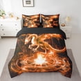 thumbnail image 2 of Homewish Cartoon Animal Dragon 7pcs Bedding Comforter Set,Western Fantasy Queen Bedding Sets,Orange Black Queen Sheet Sets For Boys Kids,Super Cozy Room Decor Reversible, 2 of 8