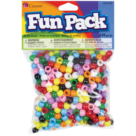 Fun Pack Acrylic Mini Pony Beads, 650pk, Assorted Colors
