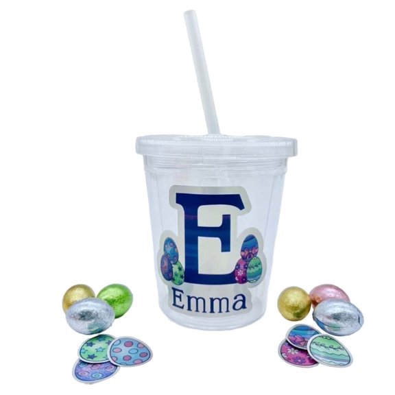 Easter Tumbler Kids, Teens, Personalized 12 oz., Acrylic, Stickers to Decorate