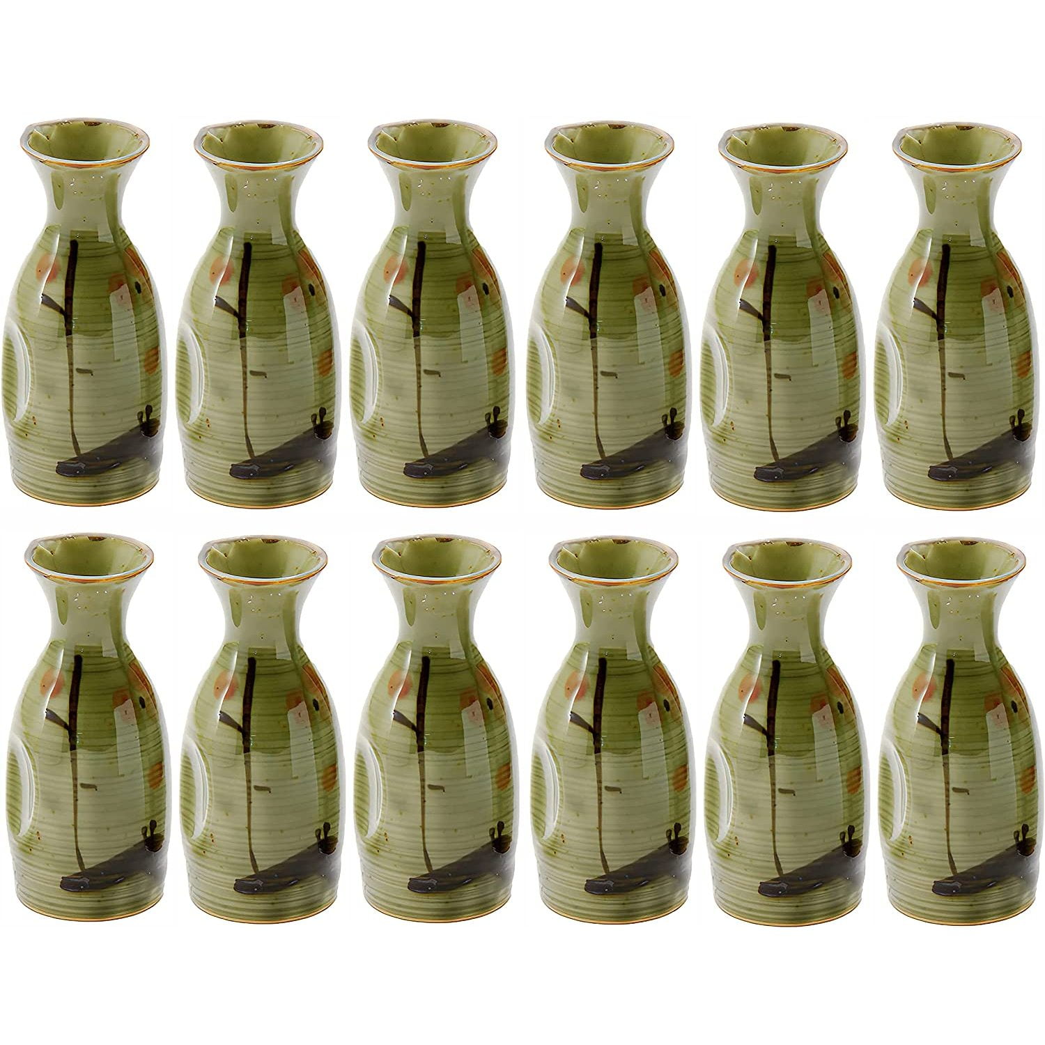 HElectQRIN 2754, Set of 12 Sake Bottle Authentic Japanese Saki Carafe