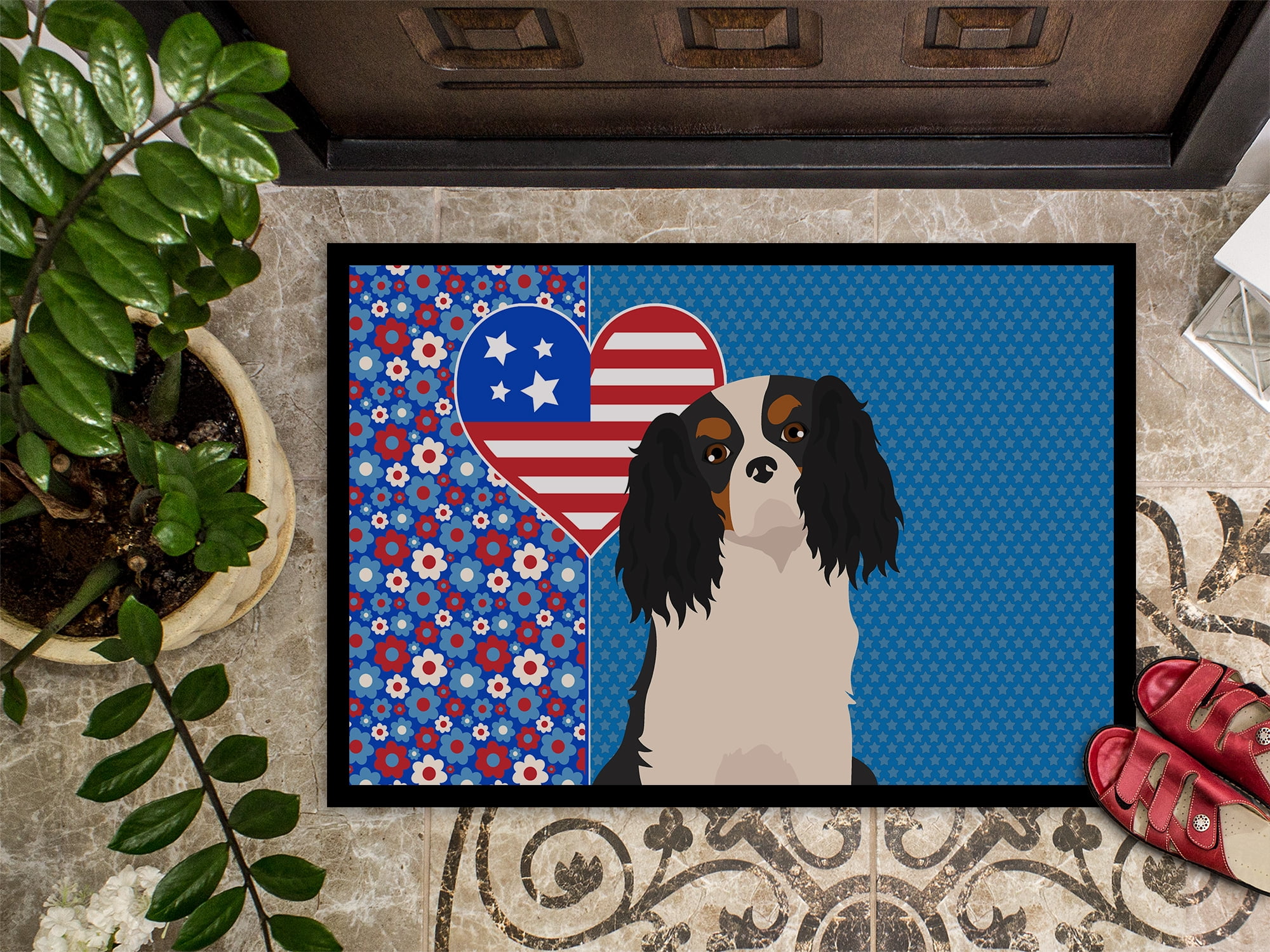 Tricolor Cavalier Spaniel Indoor or Outdoor Mat 24x36 36 in x 24 in