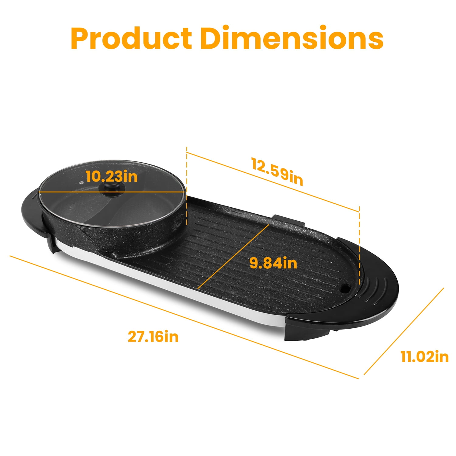 Electric Hot Pot Electric with Grill, 2 in 1 Indoor Non-Stick Electric Pot and Griddle for Korean BBQ Steaks Shabu with Independent Dual Temperature Control