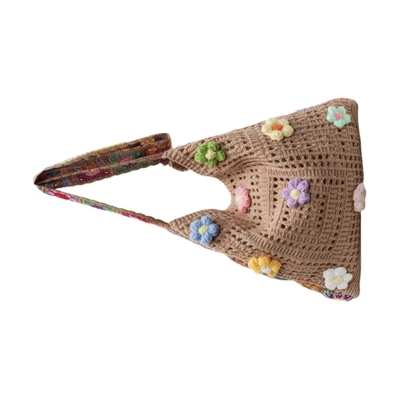 Bohemian Knit Handbag Crochet Embroidered Crossbody Purse Summer Beach Bag