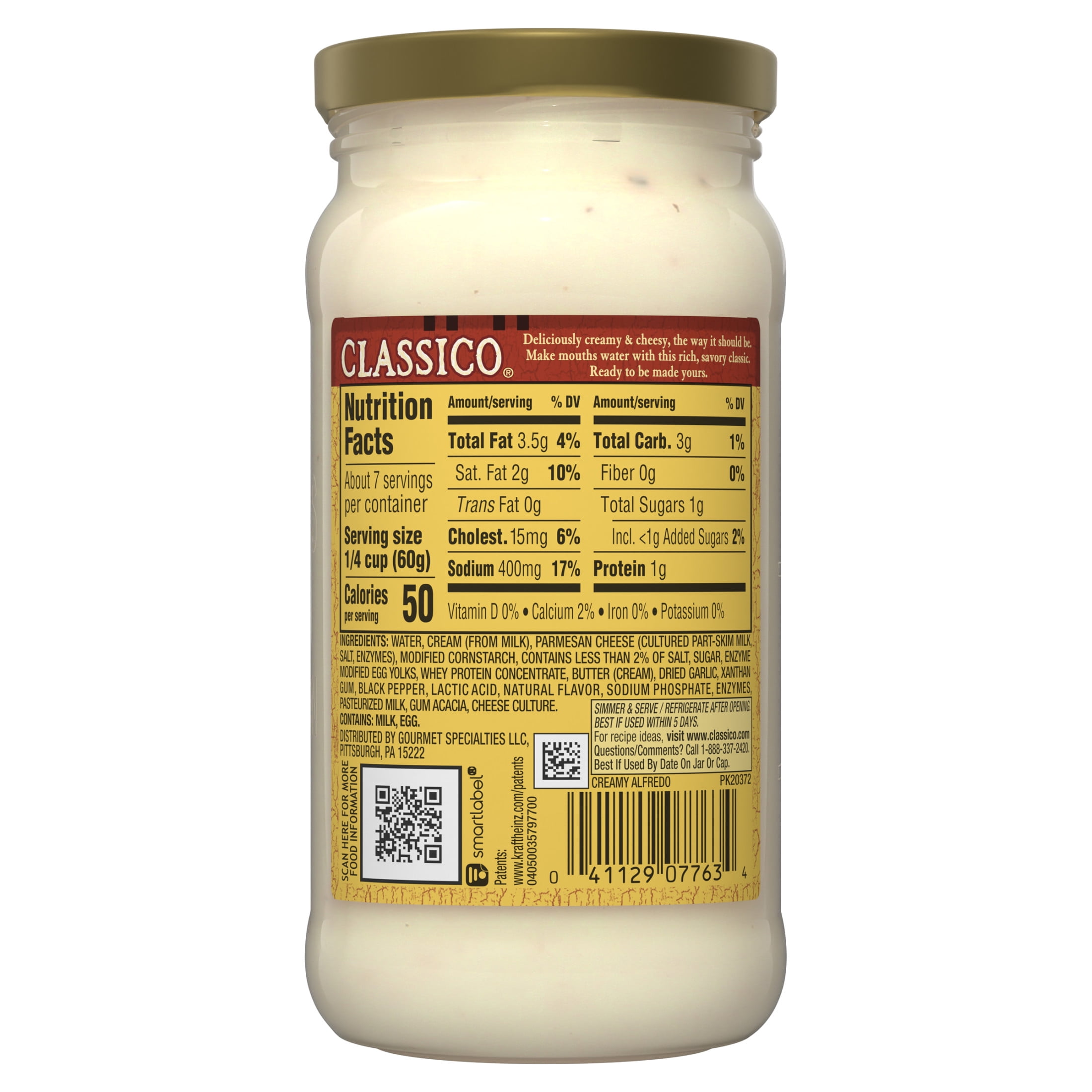Classico Creamy Alfredo Pasta Sauce, 15 oz Jar
