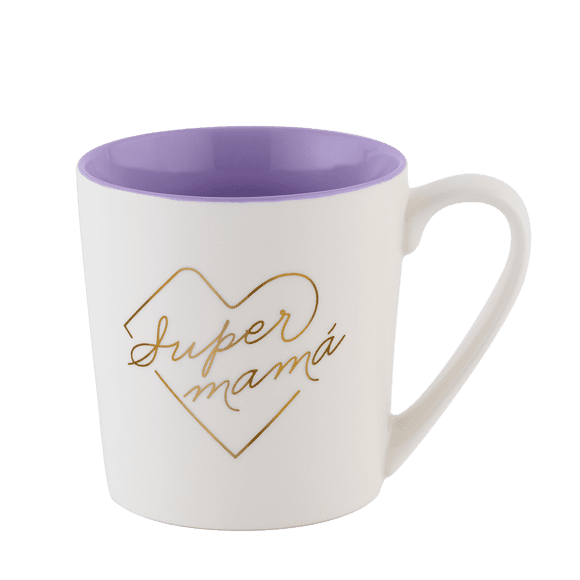 Taza para Café Grande de 500ml para Mamá LuckyLy, Modelo Mom, Súper blanco 500ml