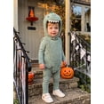 thumbnail image 3 of RUINIXCW Infant Baby Halloween Dinosaur Costume Baby Boys Girls Warm Fall Winter Outfit Long Sleeve T-shirt Furry Romper with Tail Pants Hat 4Pcs Set, 3 of 10