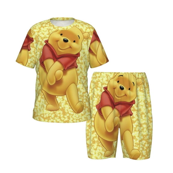 Kids Winnie The Poo Pajama Set Kids Cartoon Tee Shirt And Short Set 2PCS Short Sleeve Clothes Outfit