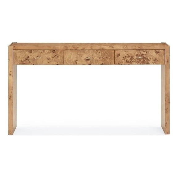 Pemberly Row Contemporary Accent Honey Burl Wooden Console Table
