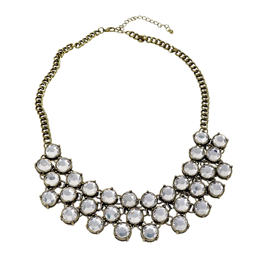 Lux Accessories Silvertone and White Flower Floral Mini Statement Necklace 