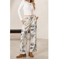 thumbnail image 2 of sicmoss Women's White Floral Print Mid Rise Cropped Wide Leg Jeans Boho Baggy with Pockets, 2 of 7