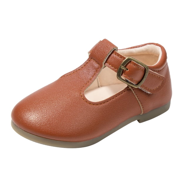 LNMQLPDBS Chaussures pour Enfants Couleur Unie en Cuir Chaussures Plates Bébé Fille Confort Respirant Chaussures Simples Chaussures de Danse pour Enfants Chaussures de Performance avec Boucle Réglable Chaussures de Robe pour Filles