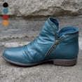 thumbnail image 2 of Women Autumn Winter Faux Leather Ankle Boots Low Block Heel Zipper Bootie Shoes, 2 of 8