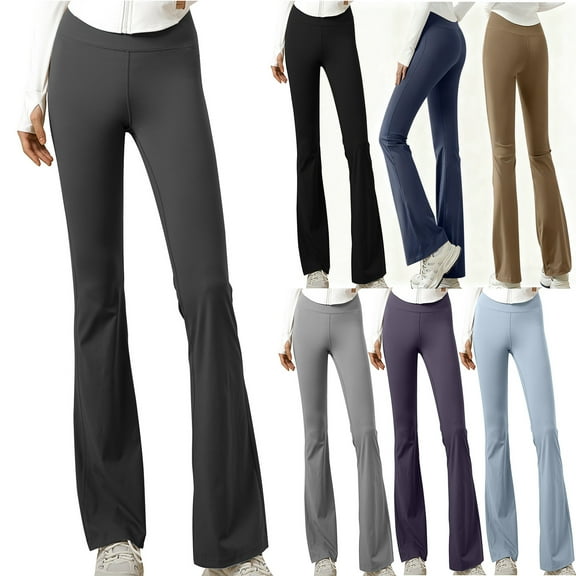 Workout Leggings Dgankt Women's High Stretch Seamless High Waisted Hip Lifting Horn Women's Wide Leg Slightly Flared Yoga Pants