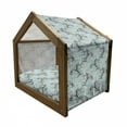 thumbnail image 2 of Victorian Pet House, Floral Composition with Vintage Inspirations Abstract Swirled Stalks, Outdoor & Indoor Portable Dog Kennel with Pillow and Cover, 5 Sizes, Seafoam Brown White, by Ambesonne, 2 of 5