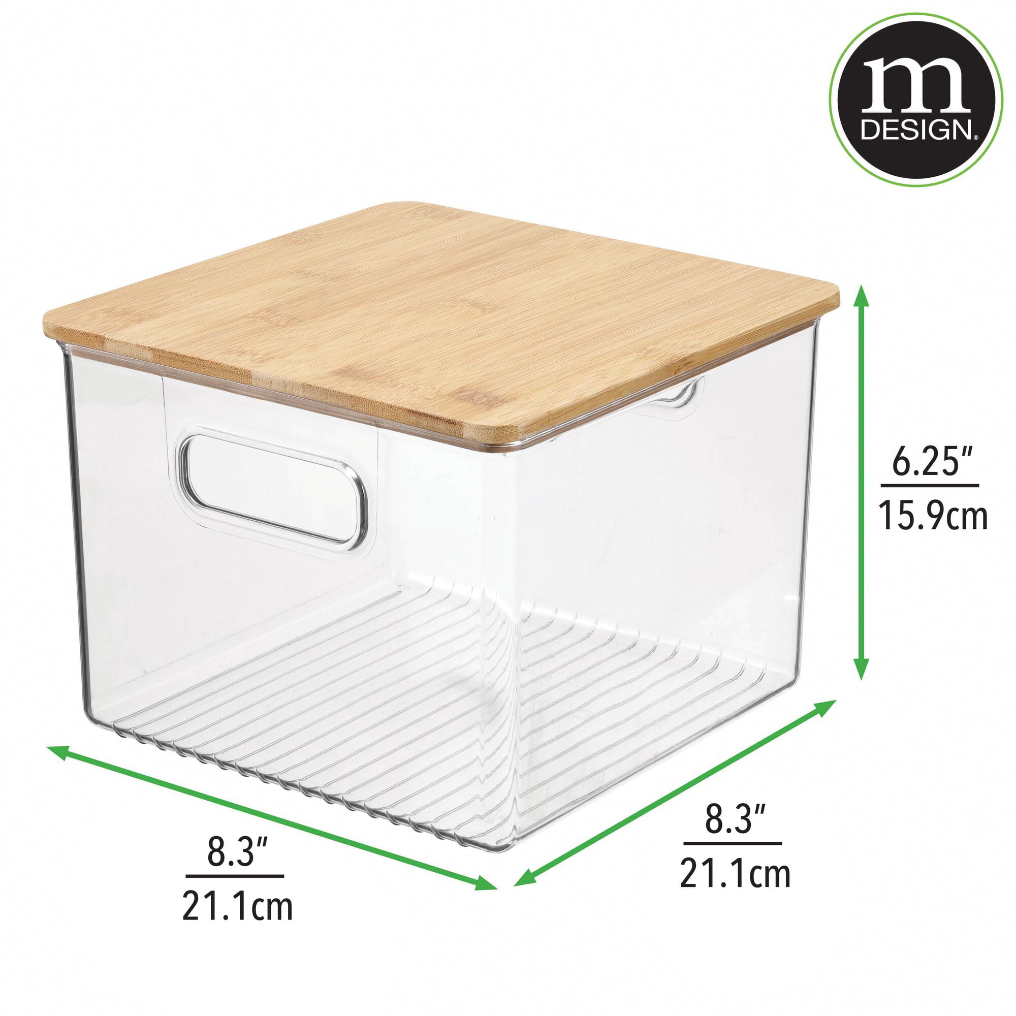ANMINY 6PCS Clear Plastic Storage Bins Lidded Stackable Basket Box Set with  Bamboo Removable Lid Handle Kitchen Closet Shelf Decorative Kid Toy Cloth