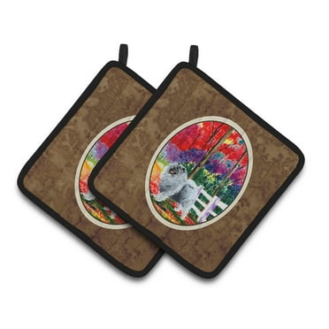 Carolines Treasures SS8432PTHD Keeshond Pair of Pot Holders, 7.5HX7.5W, multicolor