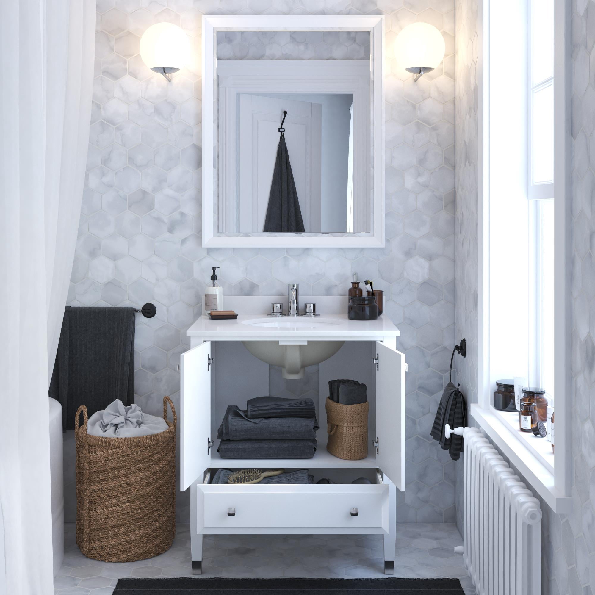DHP Metcalfe 30 Inch Bathroom Vanity with Sink, White