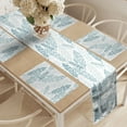 thumbnail image 2 of Ambesonne Teal and White Table Runner & Placemats, Grunge Feathers, Placemat 4 pcs + Runner 14"x72", Teal Dark Blue White, 2 of 2