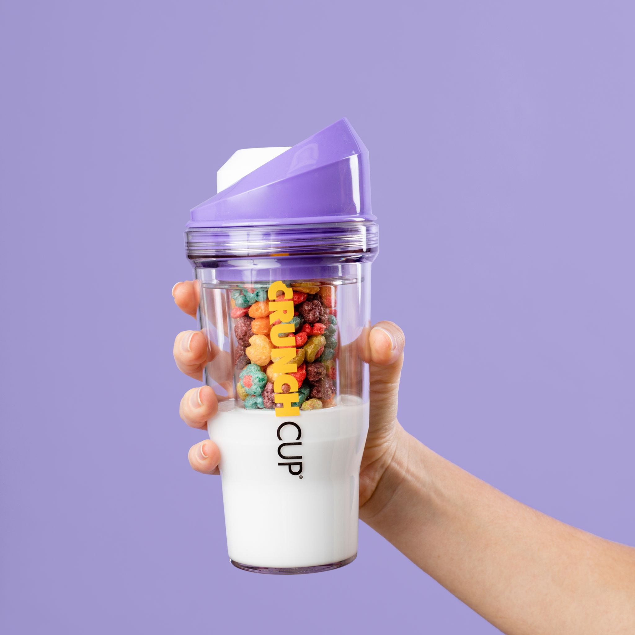  CRUNCHCUP XL Pink - Portable Plastic Cereal Cups for Breakfast  On the Go, To Go Cereal and Milk Container for your favorite Breakfast  Cereals, No Spoon or Bowl Required: Home 