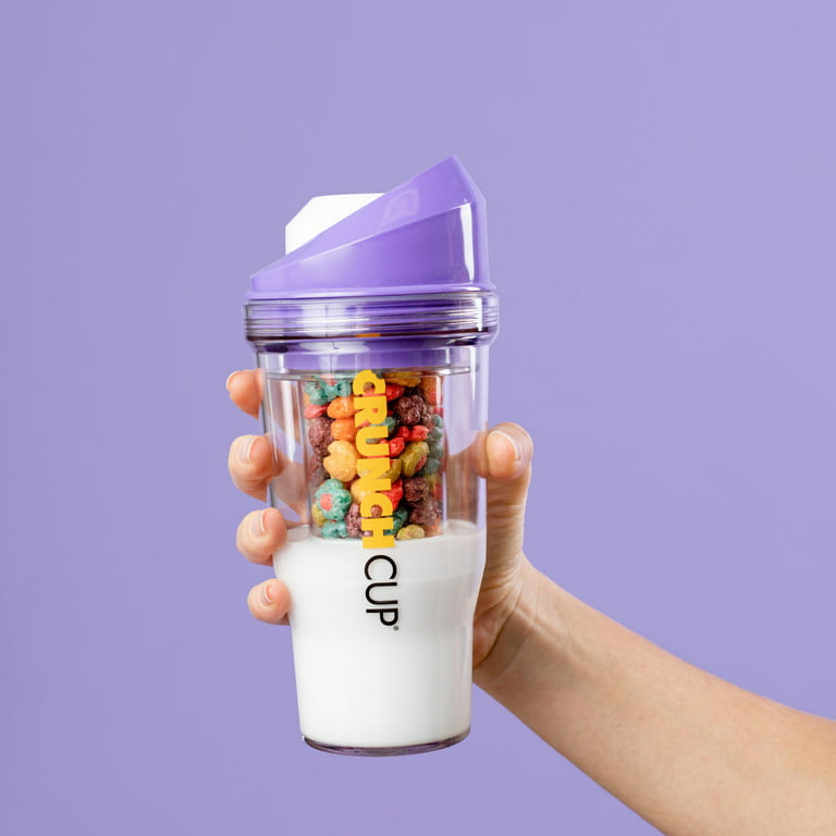 CRUNCHCUP XL Purple - Portable Plastic Cereal Cups for Breakfast On the Go,  To Go Cereal and Milk Container for your favorite Breakfast Cereals, No